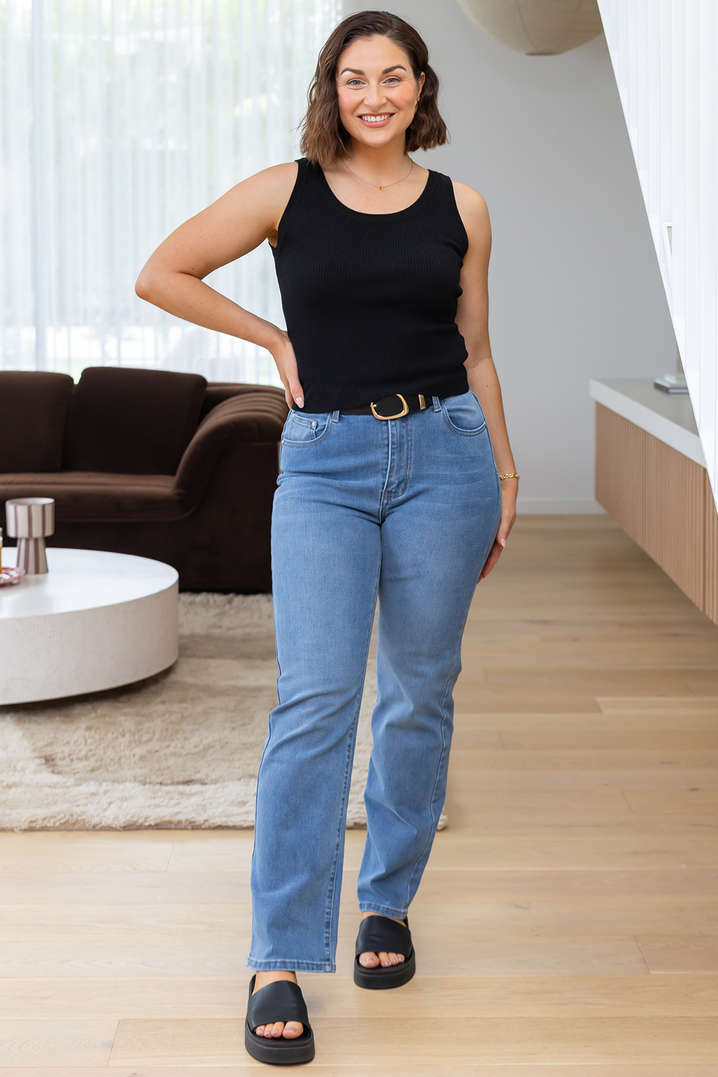 Harlow Scoop Knit Tank Black