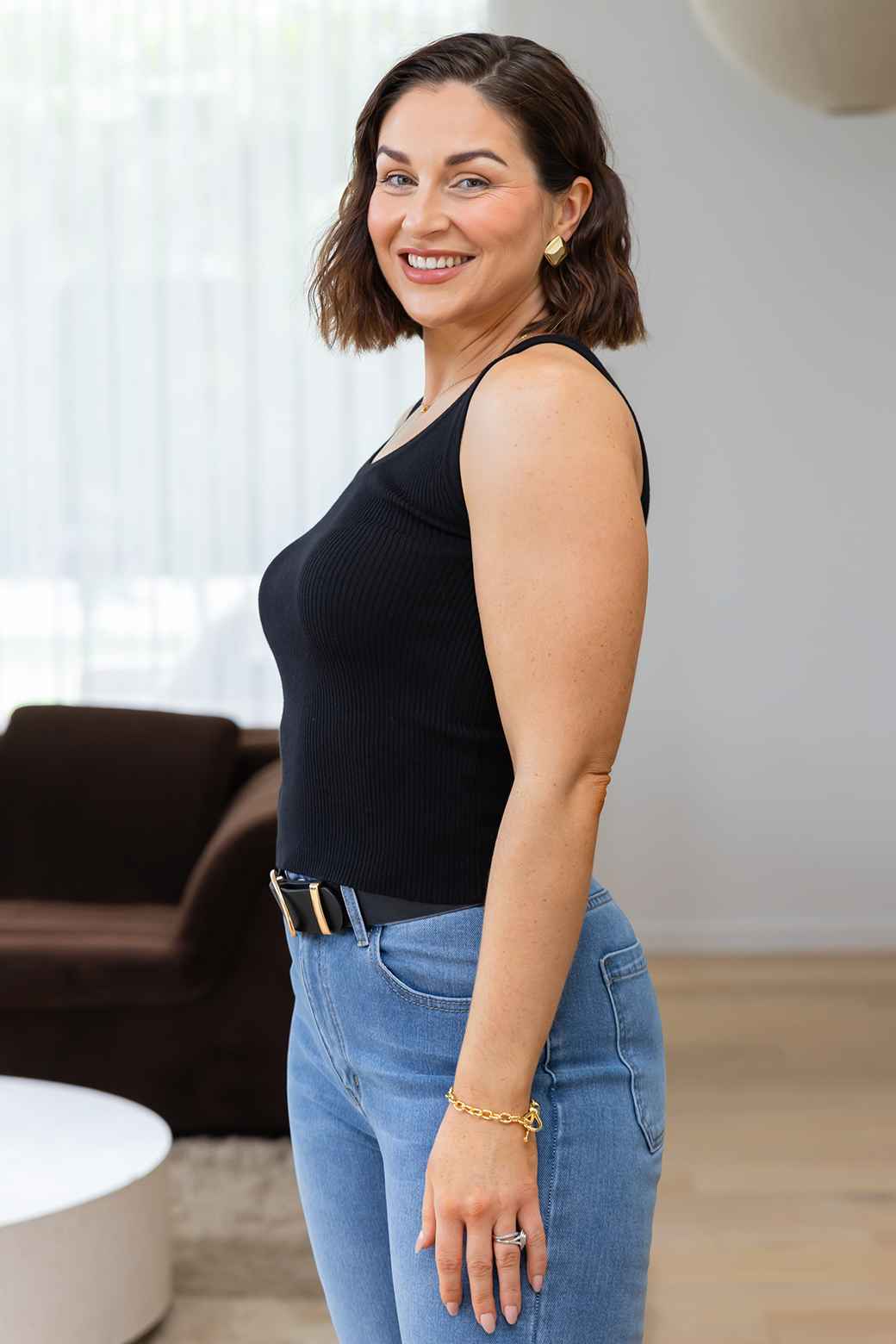 Harlow Scoop Knit Tank Black