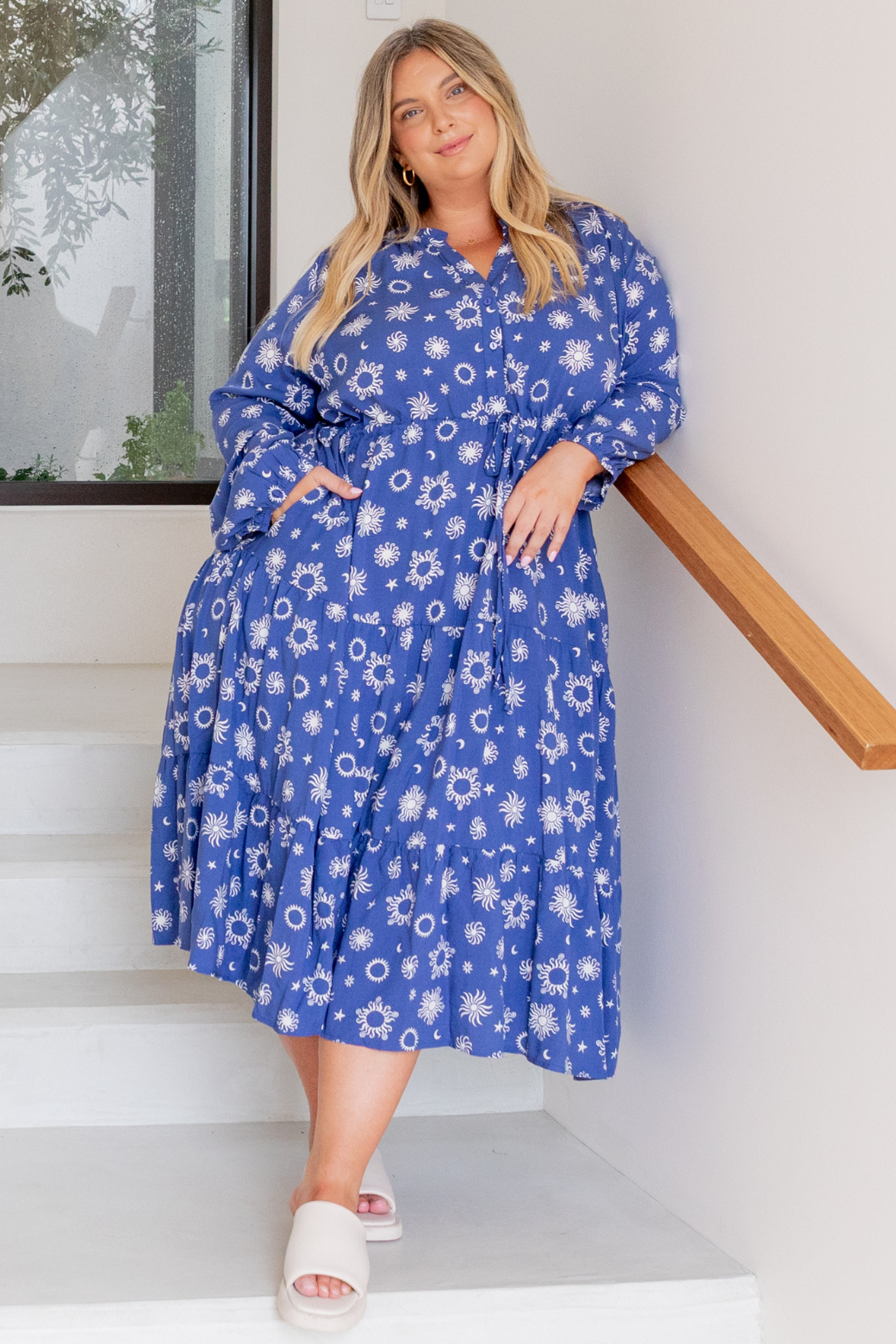 Haven Midi Dress Nova Print Twilight Blue