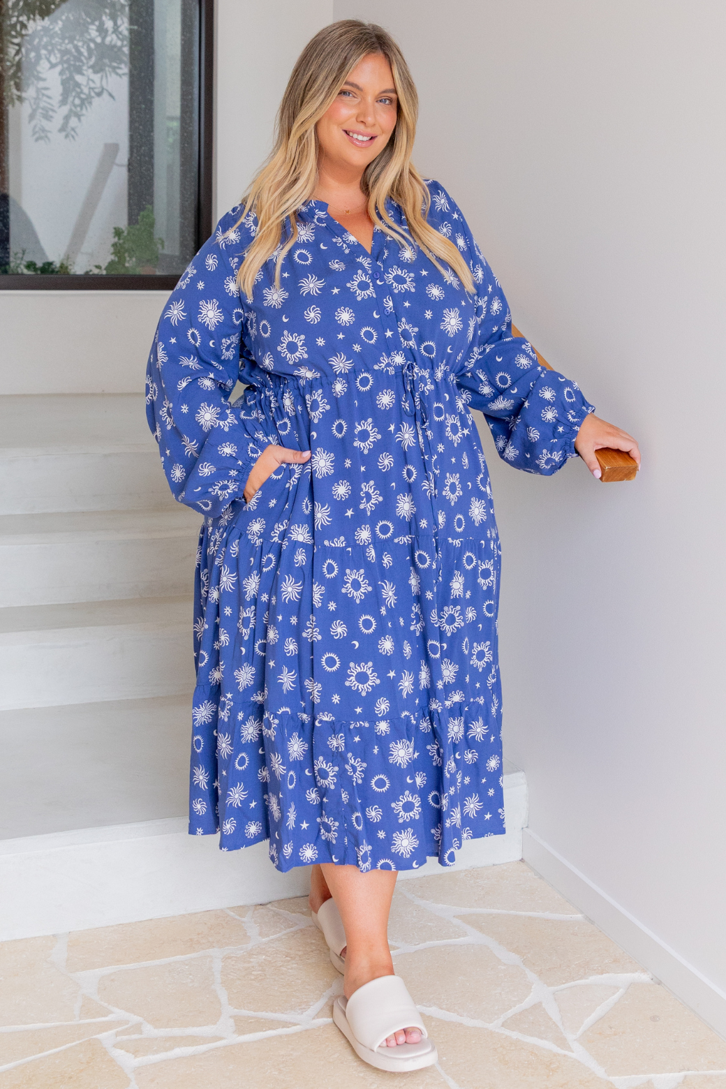Haven Midi Dress Nova Print Twilight Blue