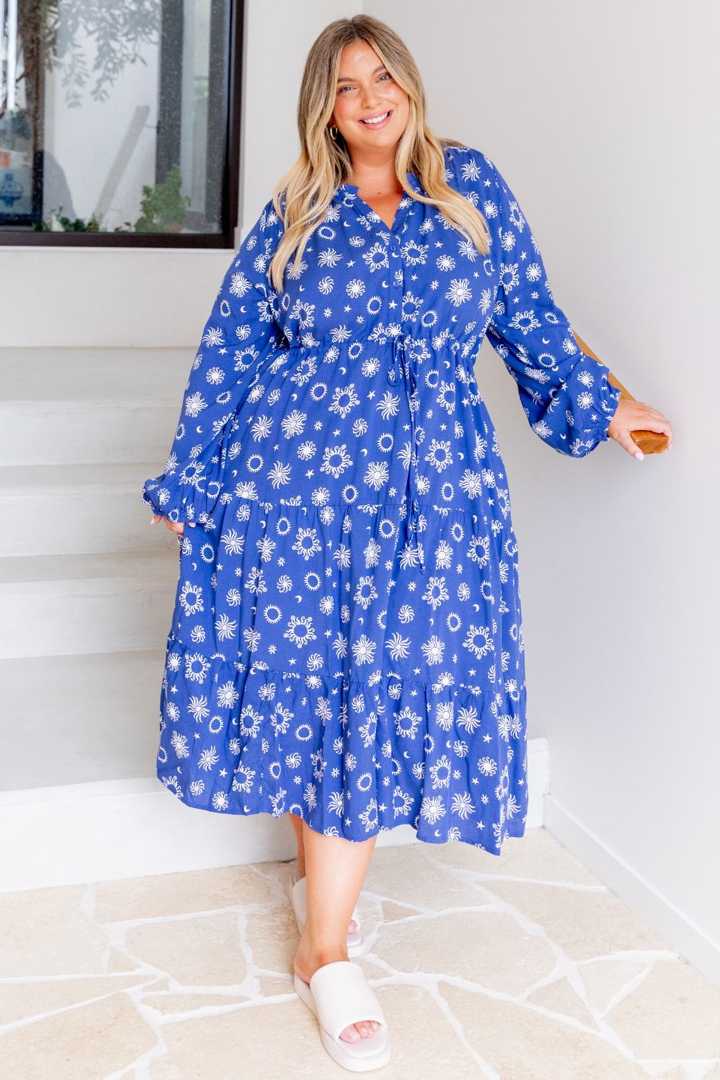 Haven Midi Dress Nova Print Twilight Blue