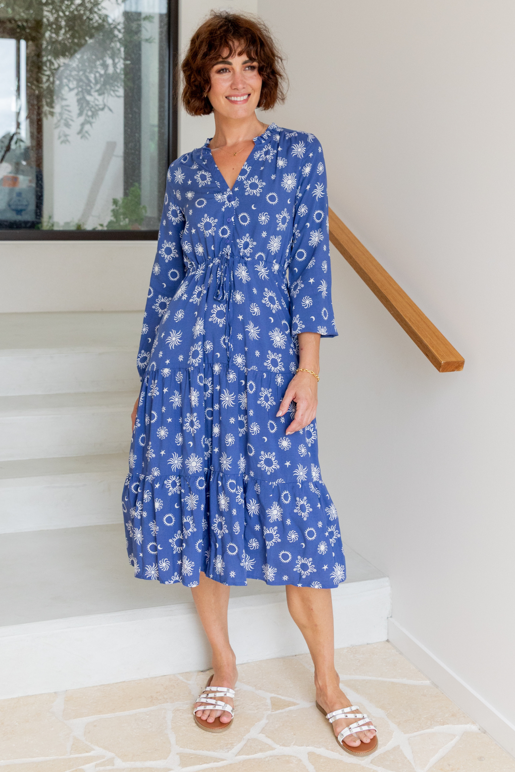 Haven Midi Dress Nova Print Twilight Blue
