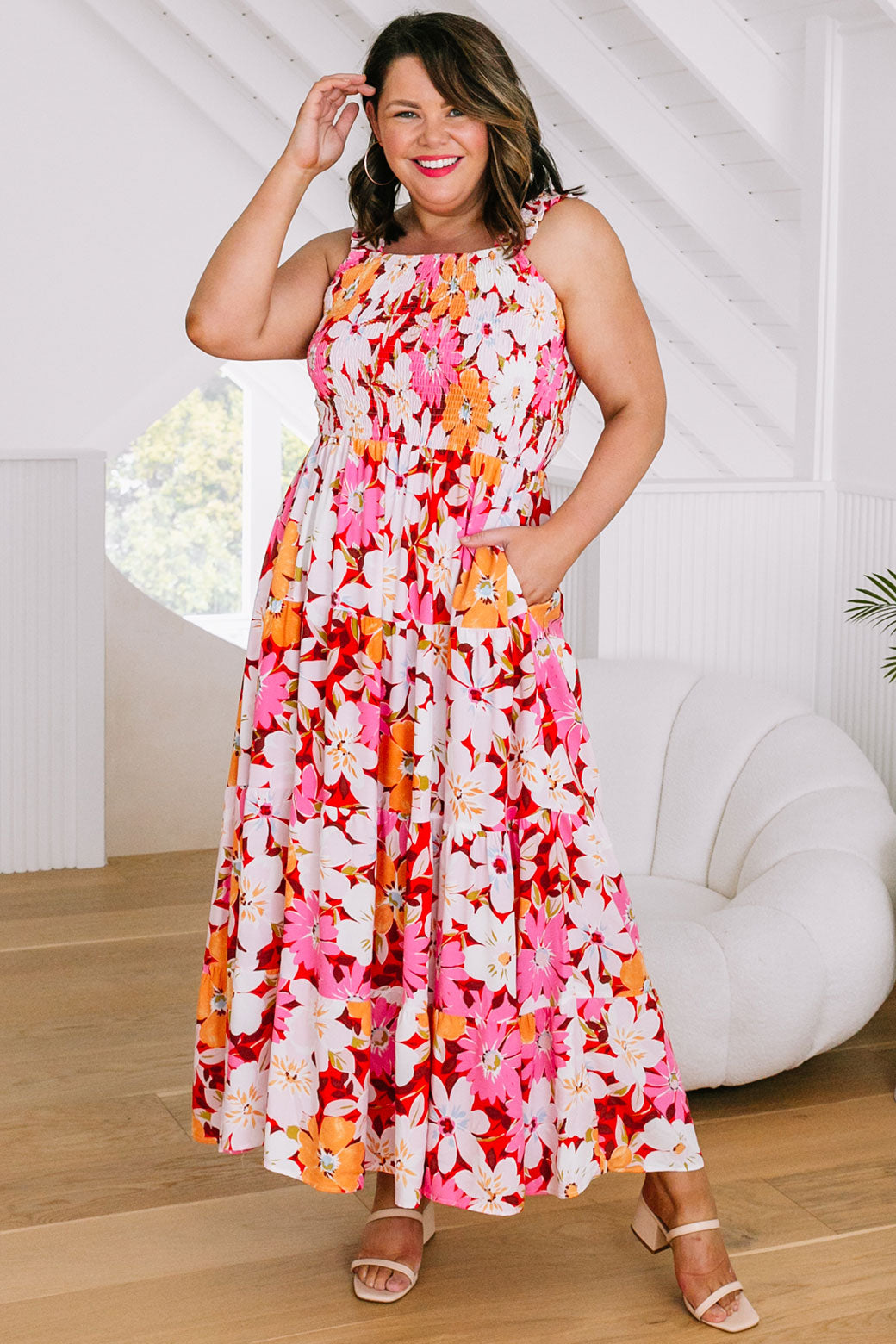 FINAL SALE Hayley Maxi Dress Soiree Print Pink Multi