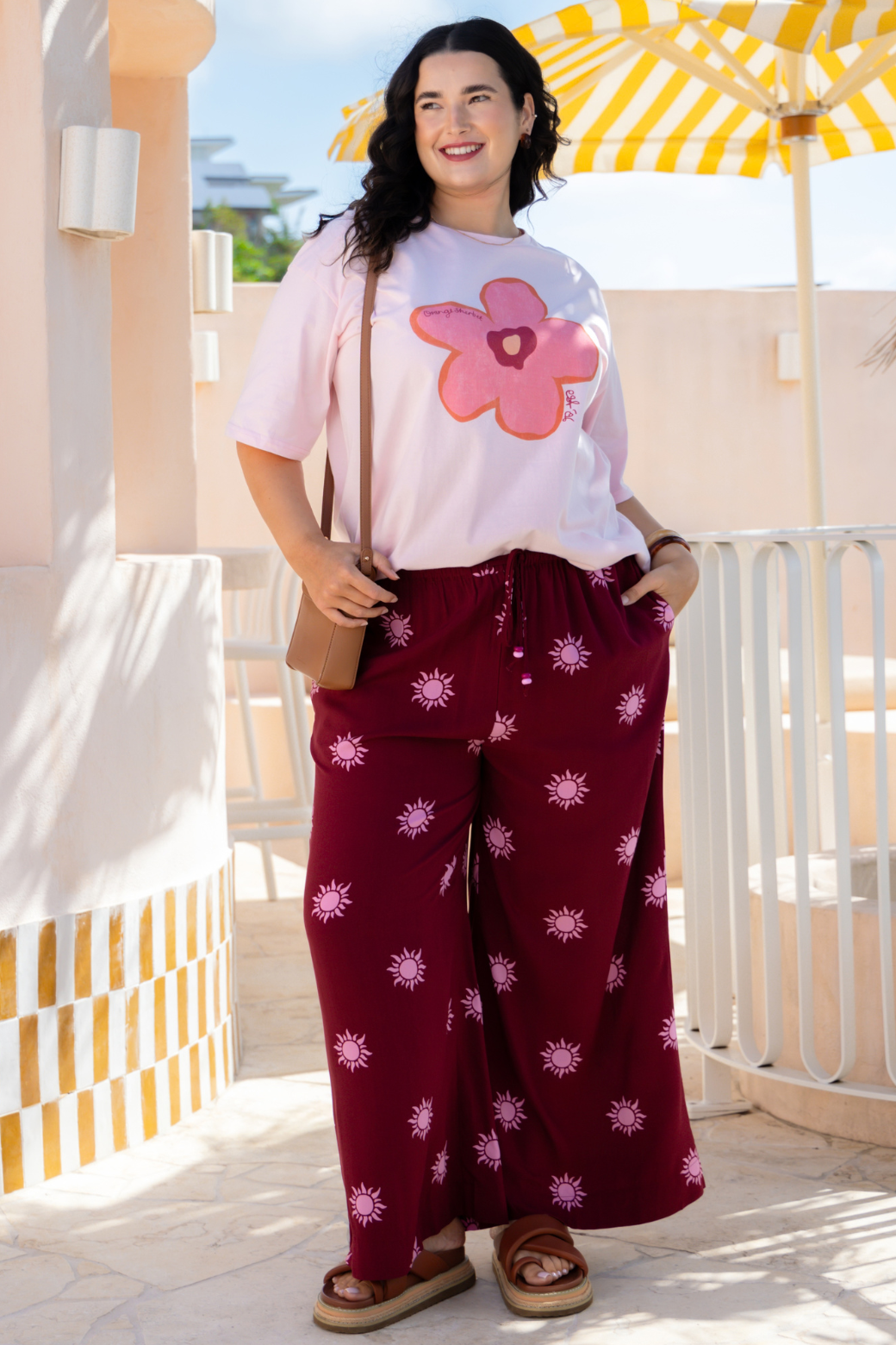 Henry Pant Sun Print Burgundy