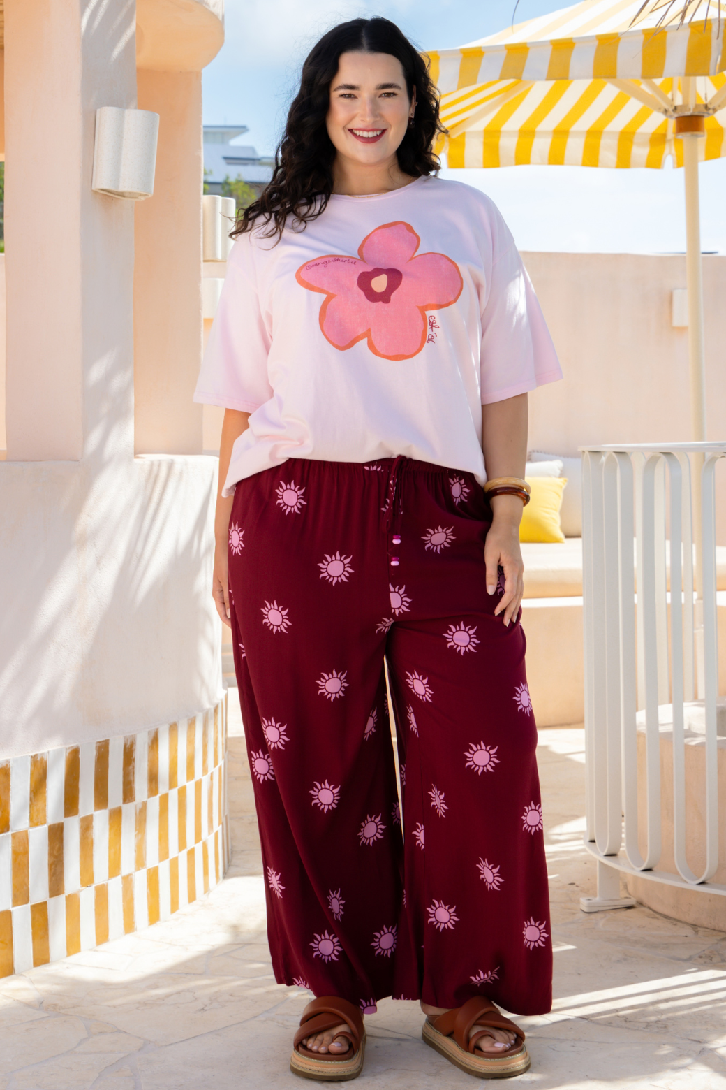 Henry Pant Sun Print Burgundy