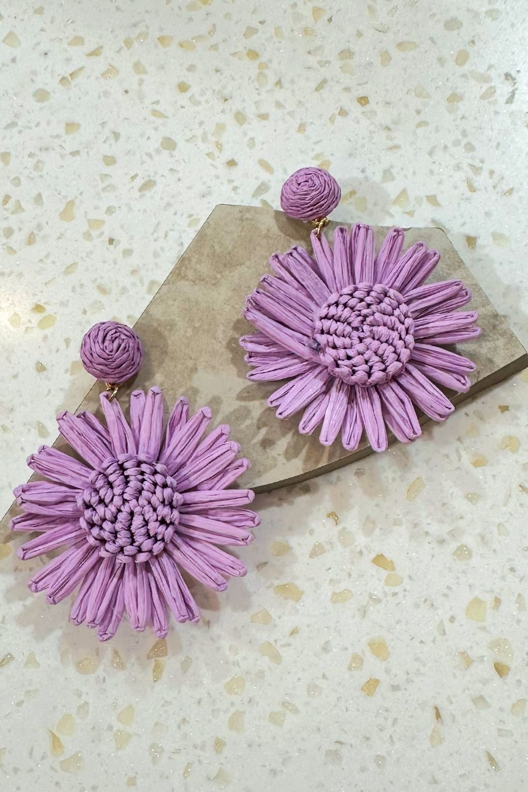 Lavender Flower Drop Earrings