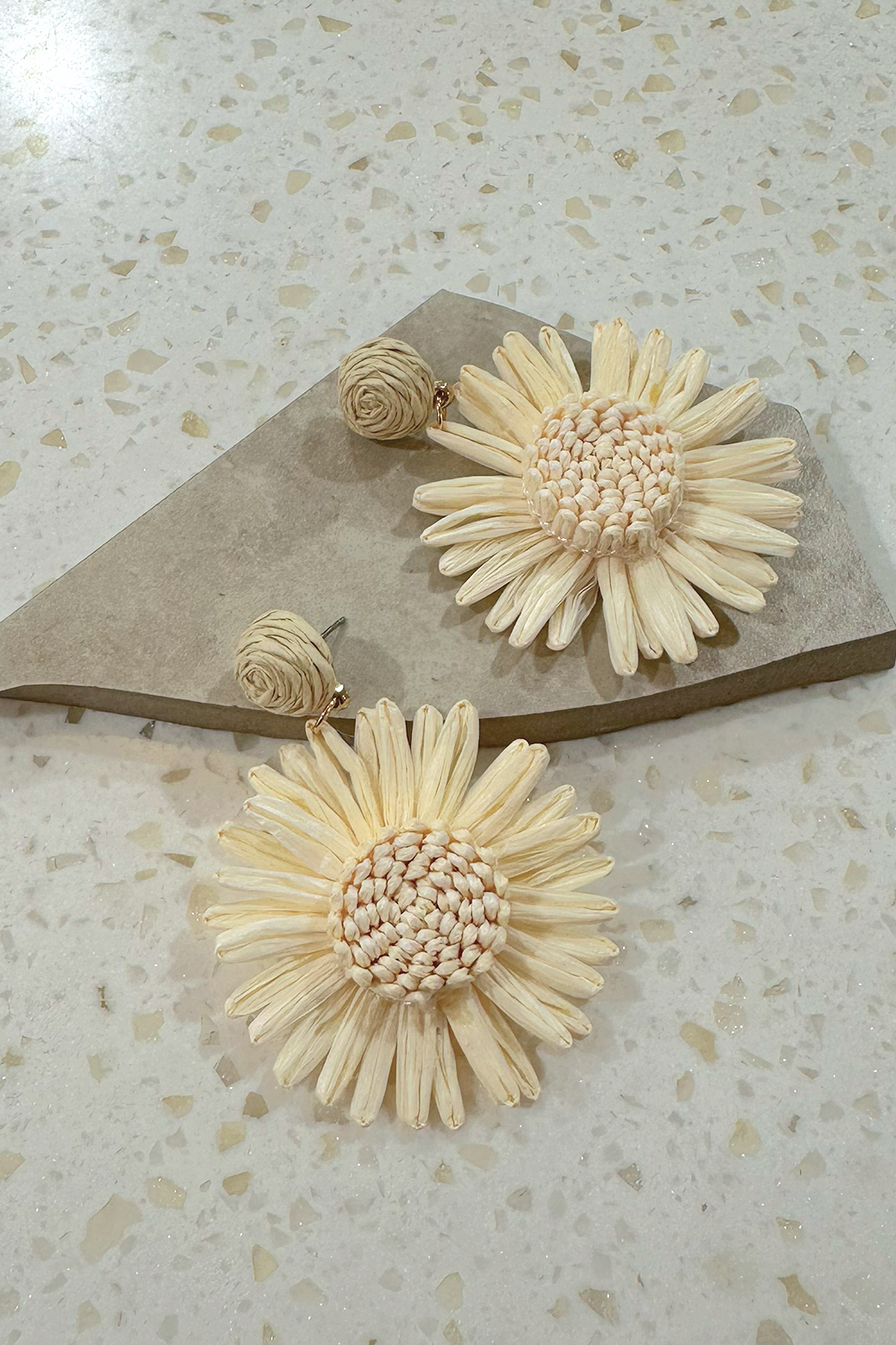 Cream Flower Drop Earrings