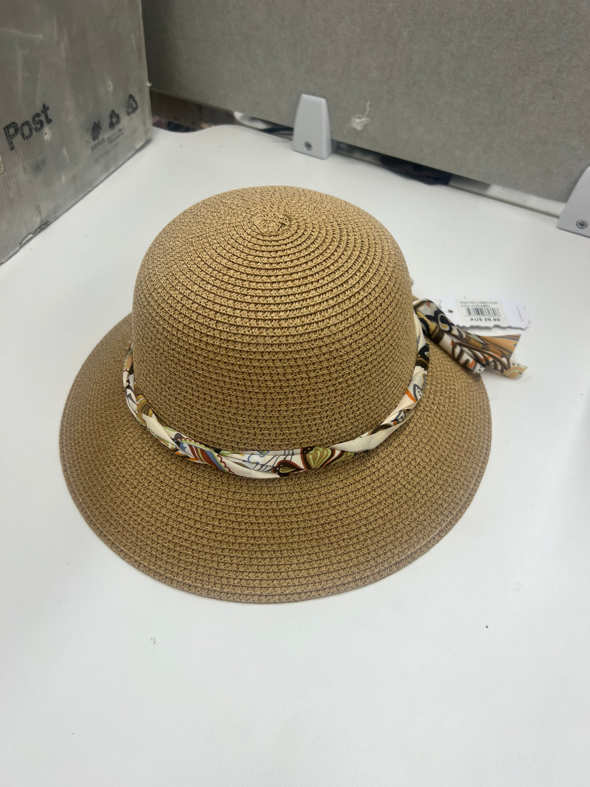Ribbon deatil Woven Hat Caramel