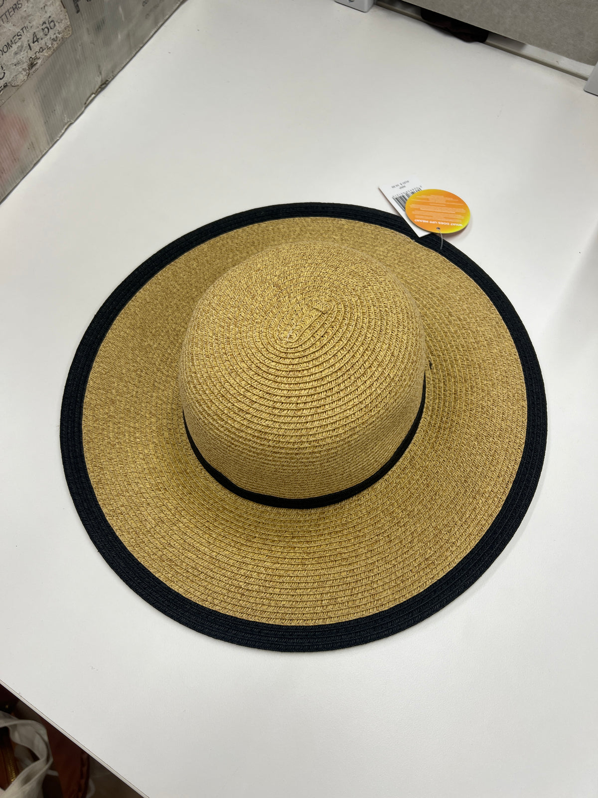 Contrast Trim Wide Brim Hat Black Natural