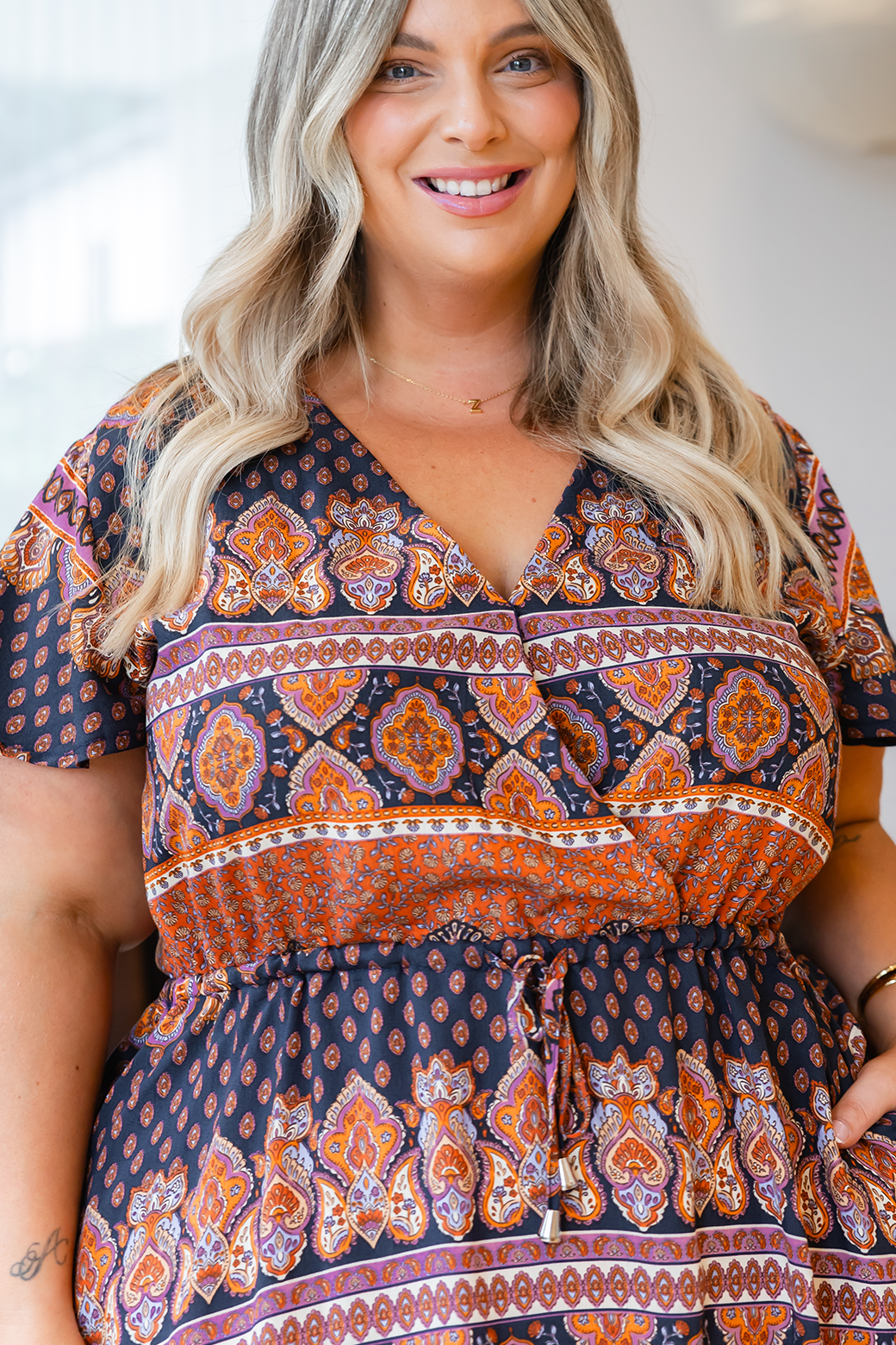 Imogen Midi Dress Lily Print Slate
