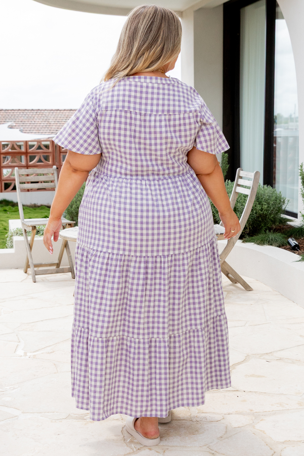 Iris Midi Dress Heather Grape Gingham