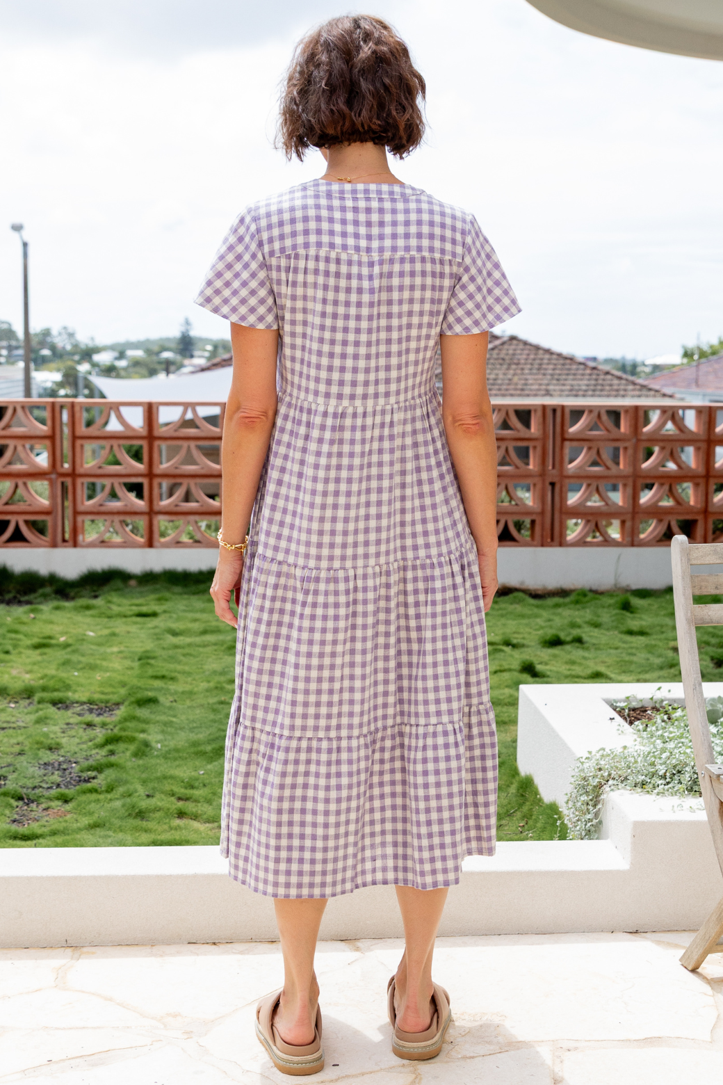 Iris Midi Dress Heather Grape Gingham