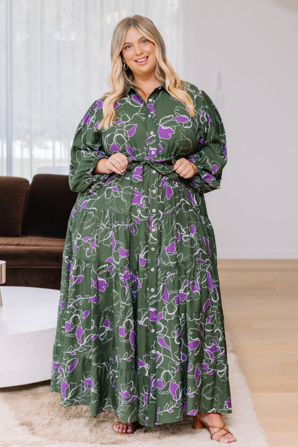 Jacinta Belted Maxi Dress Jasper Floral Olive