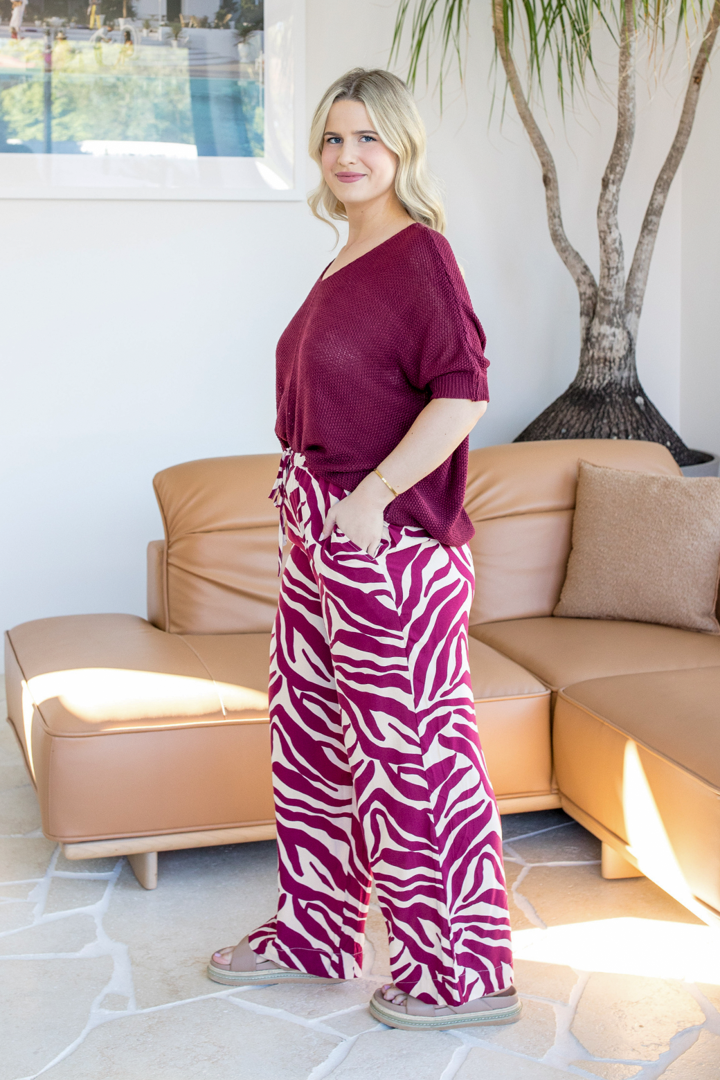 Jackson Pant Namibia Print Burgundy