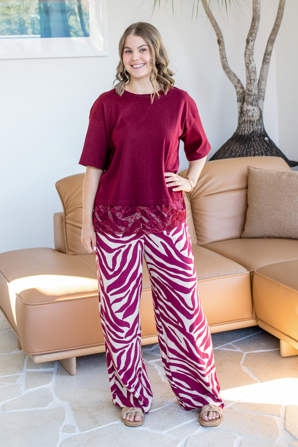 Jackson Pant Namibia Print Burgundy