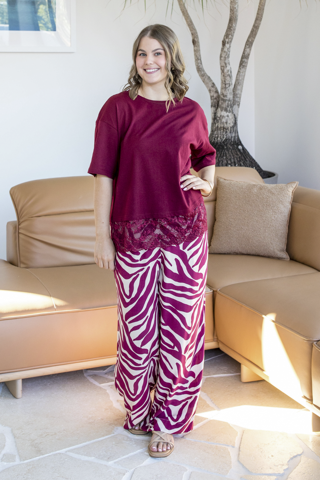 Jackson Pant Namibia Print Burgundy
