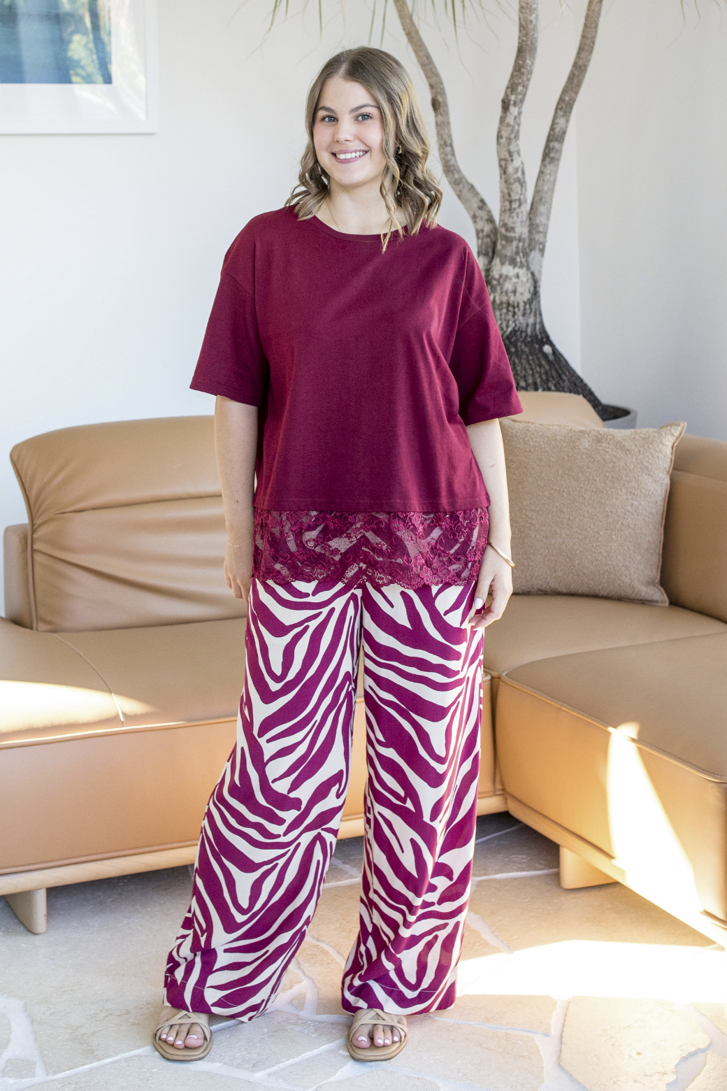 Jackson Pant Namibia Print Burgundy