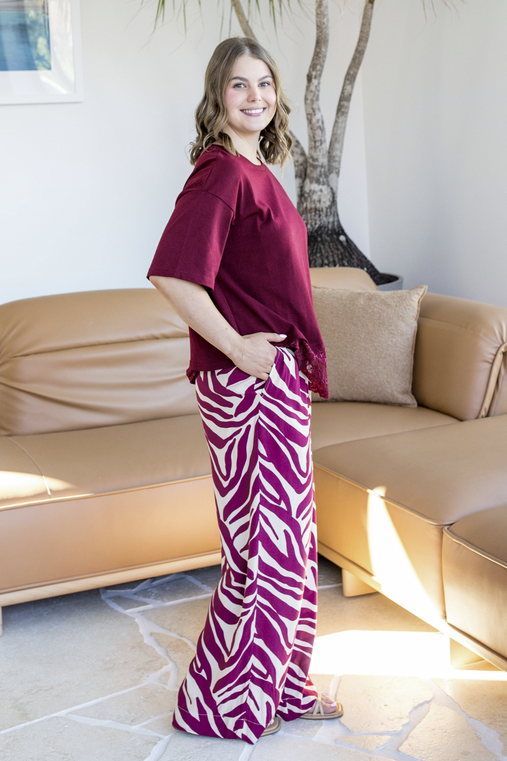 Jackson Pant Namibia Print Burgundy