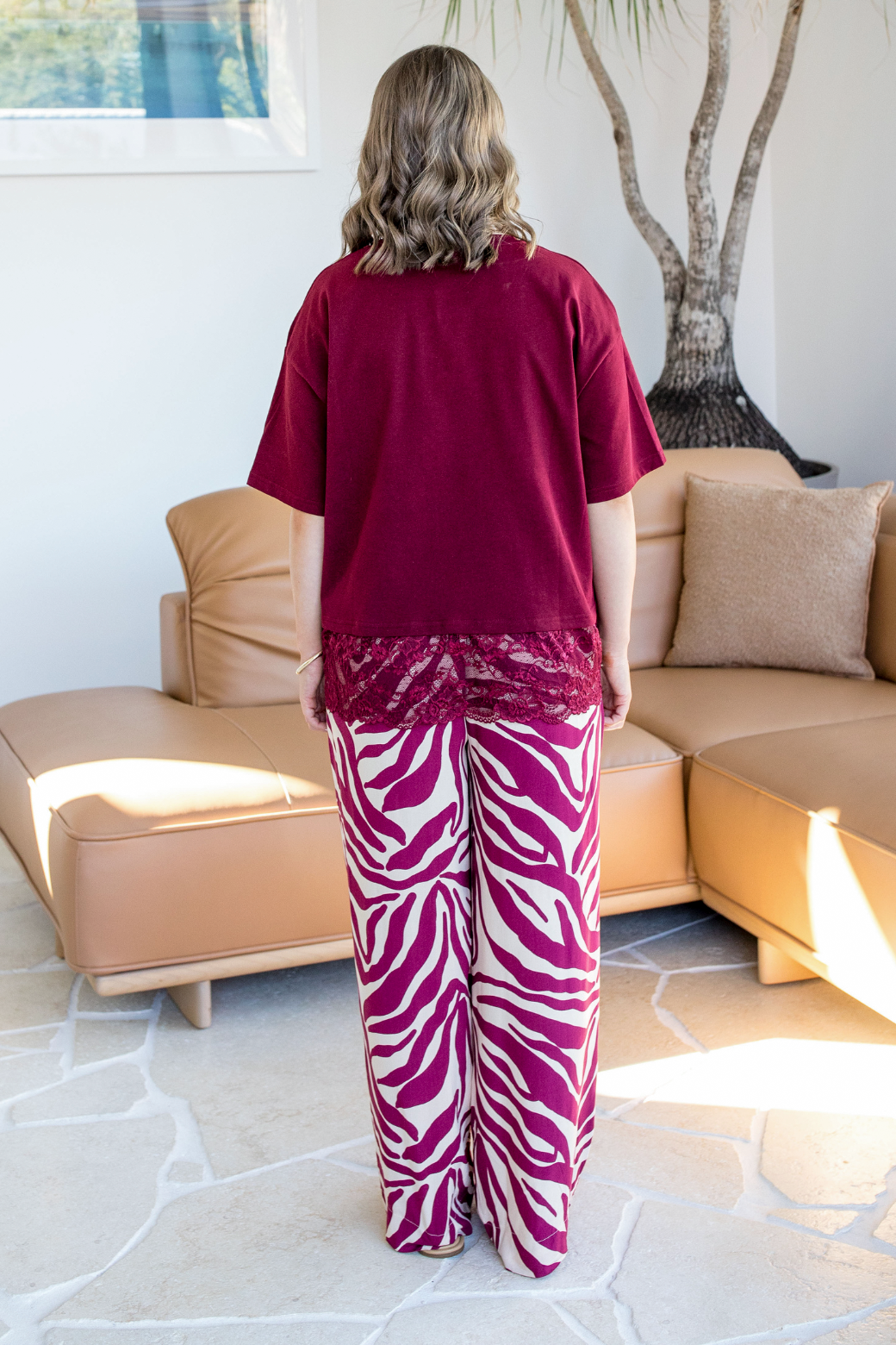 Jackson Pant Namibia Print Burgundy