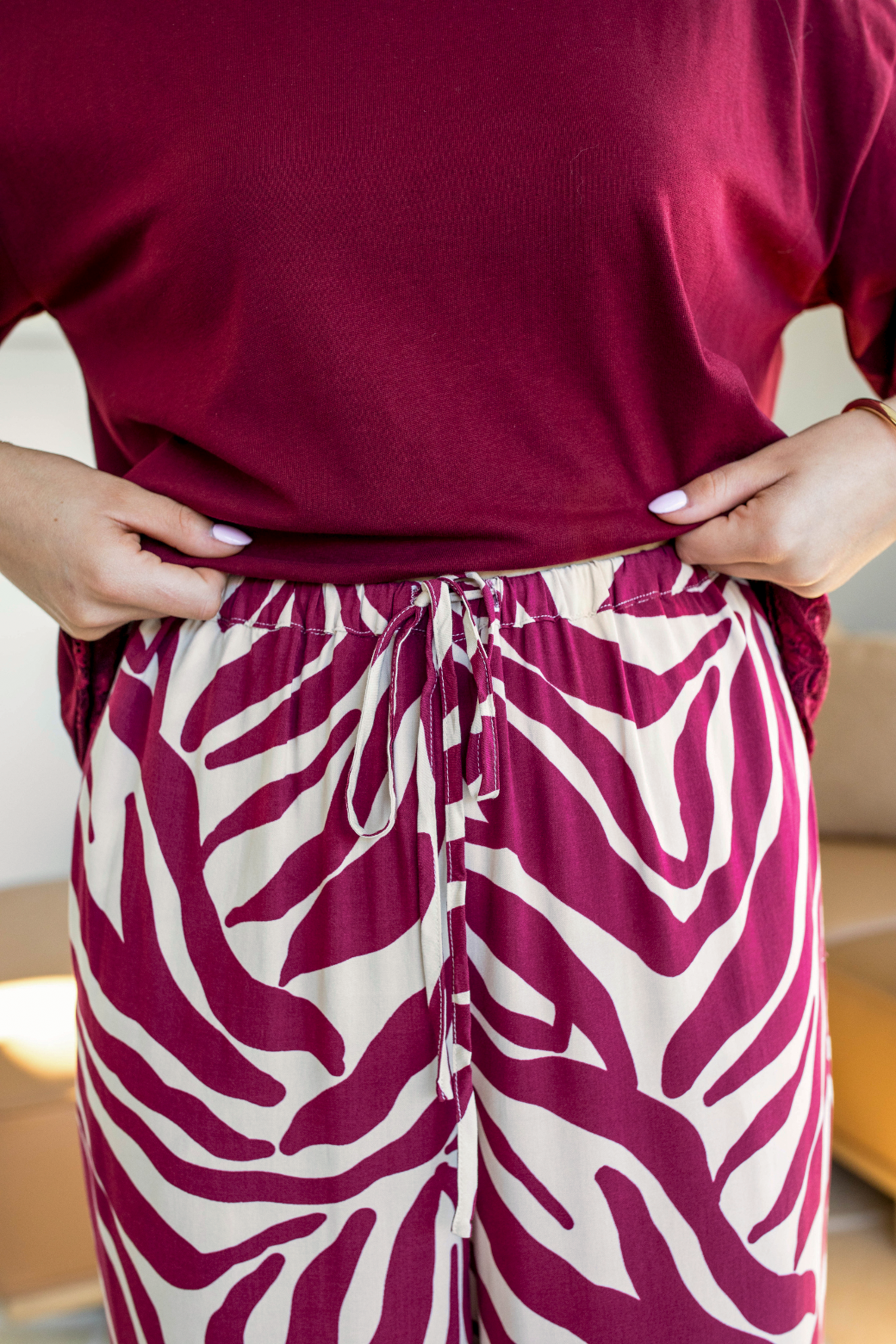 Jackson Pant Namibia Print Burgundy