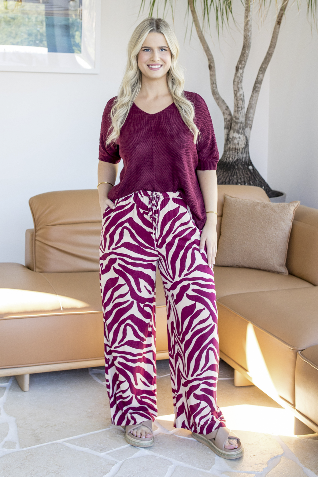 Jackson Pant Namibia Print Burgundy