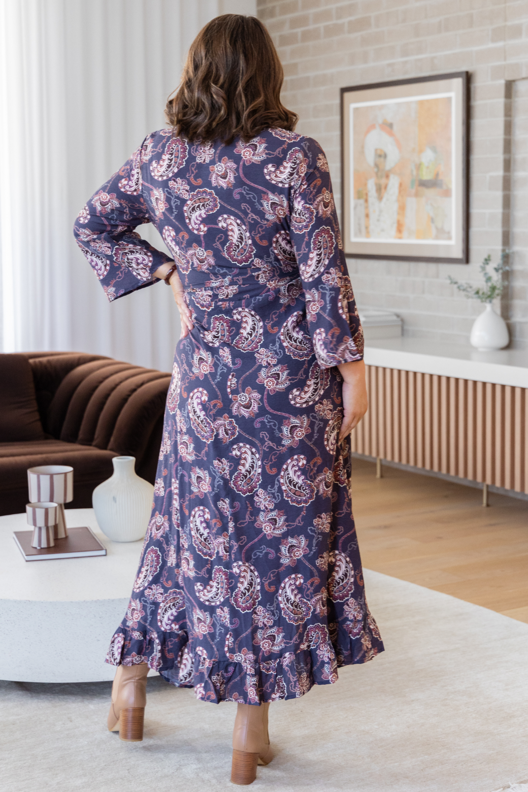 Jacquie Wrap Midi Dress Pagonia Print Slate