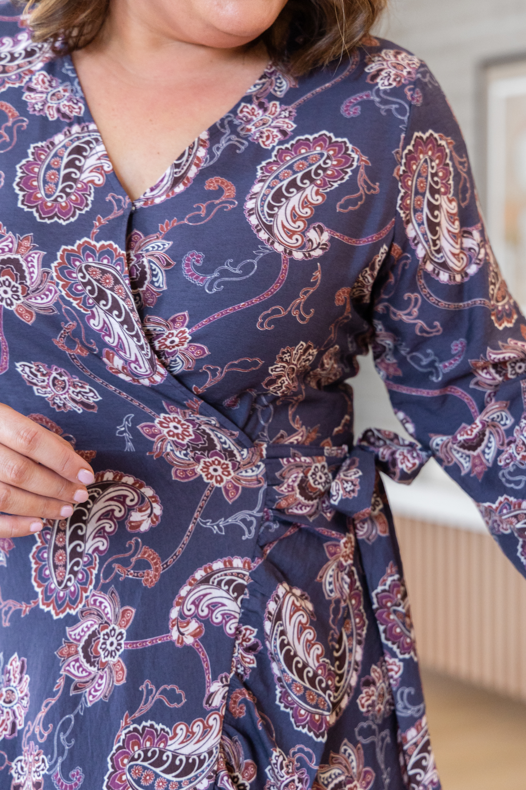 Jacquie Wrap Midi Dress Pagonia Print Slate