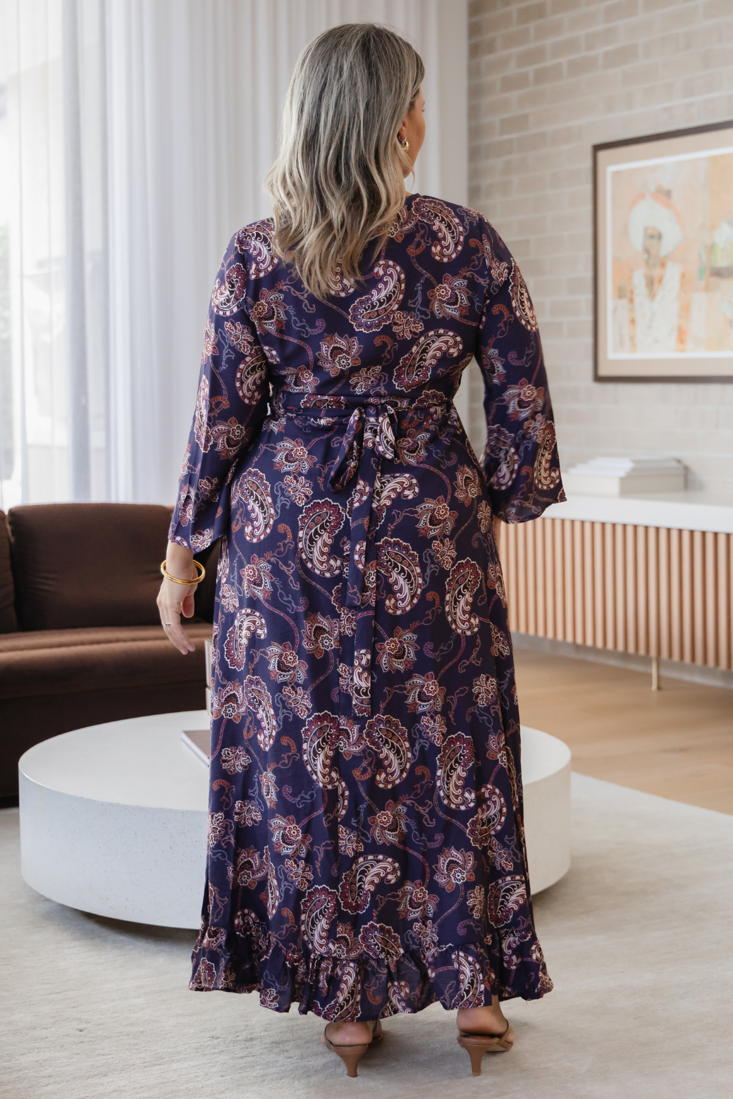 Jacquie Wrap Midi Dress Pagonia Print Slate