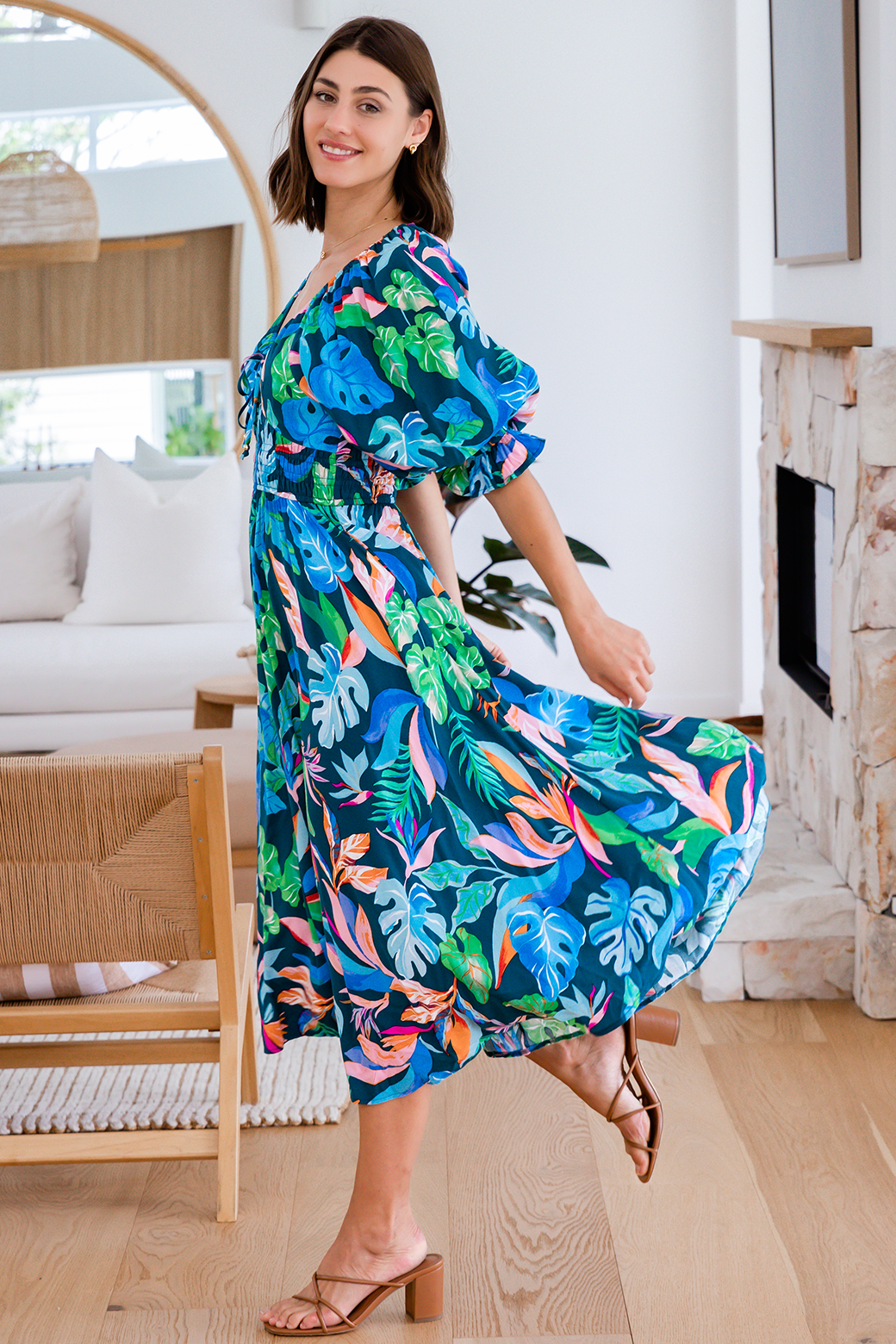 Final Sale | Jade Midi Dress Miami Print