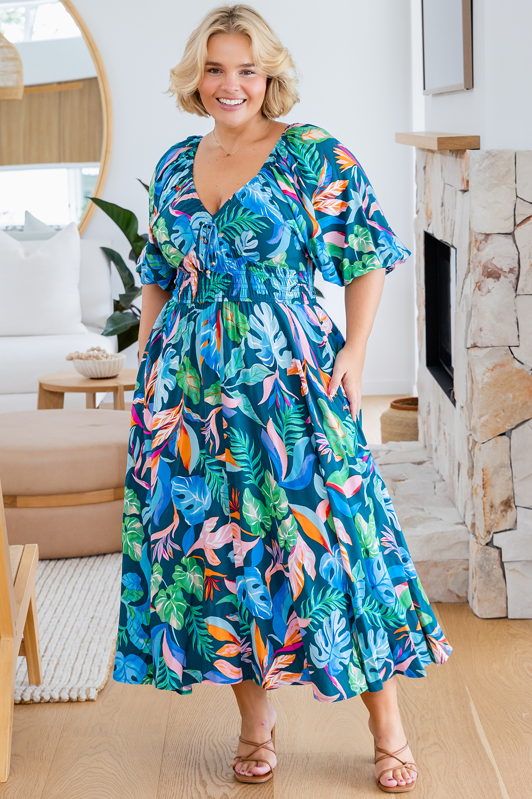 Jade Midi Dress Miami Print
