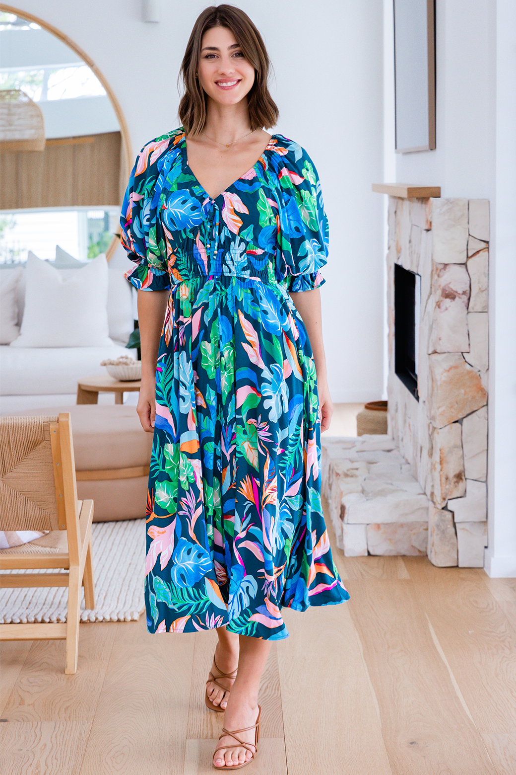Final Sale | Jade Midi Dress Miami Print