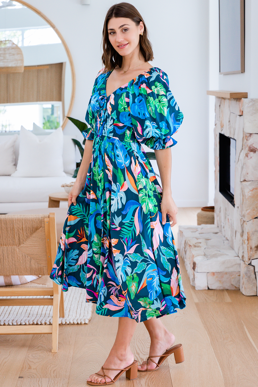 Final Sale | Jade Midi Dress Miami Print