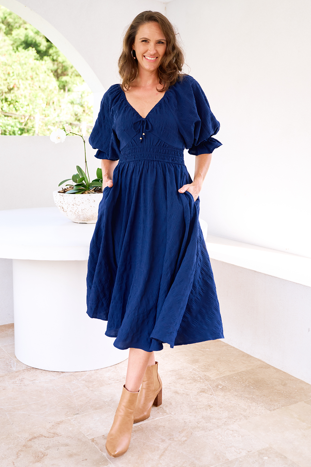 Jade Midi Dress Navy