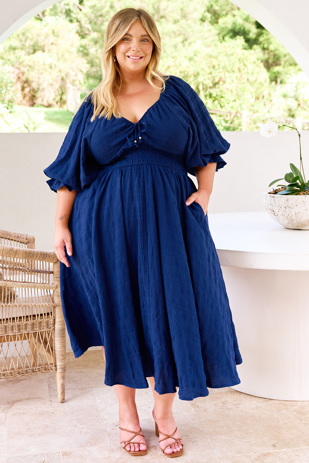 Jade Midi Dress Navy