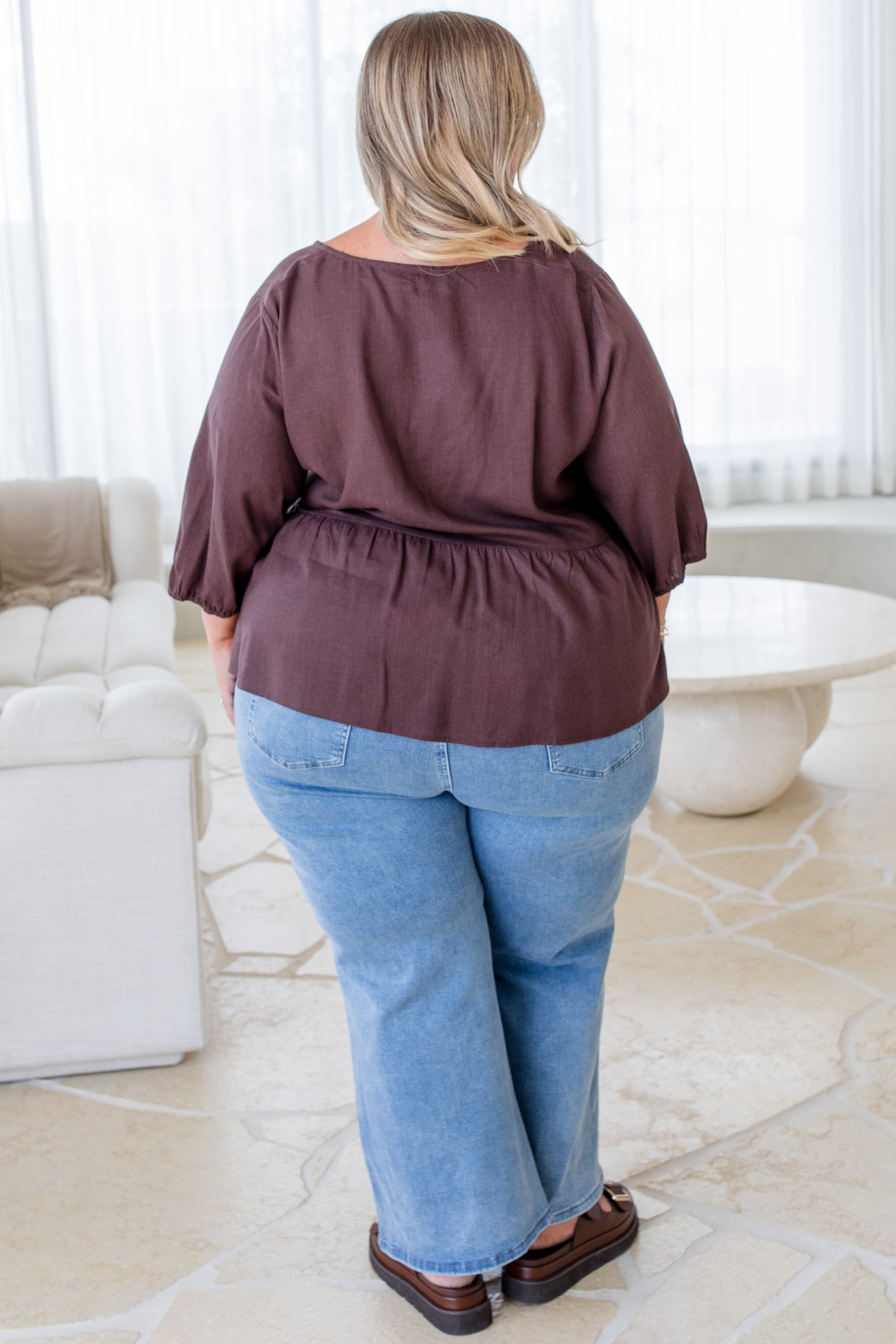 Jerry 3/4 Sleeve Top Bitter Choc