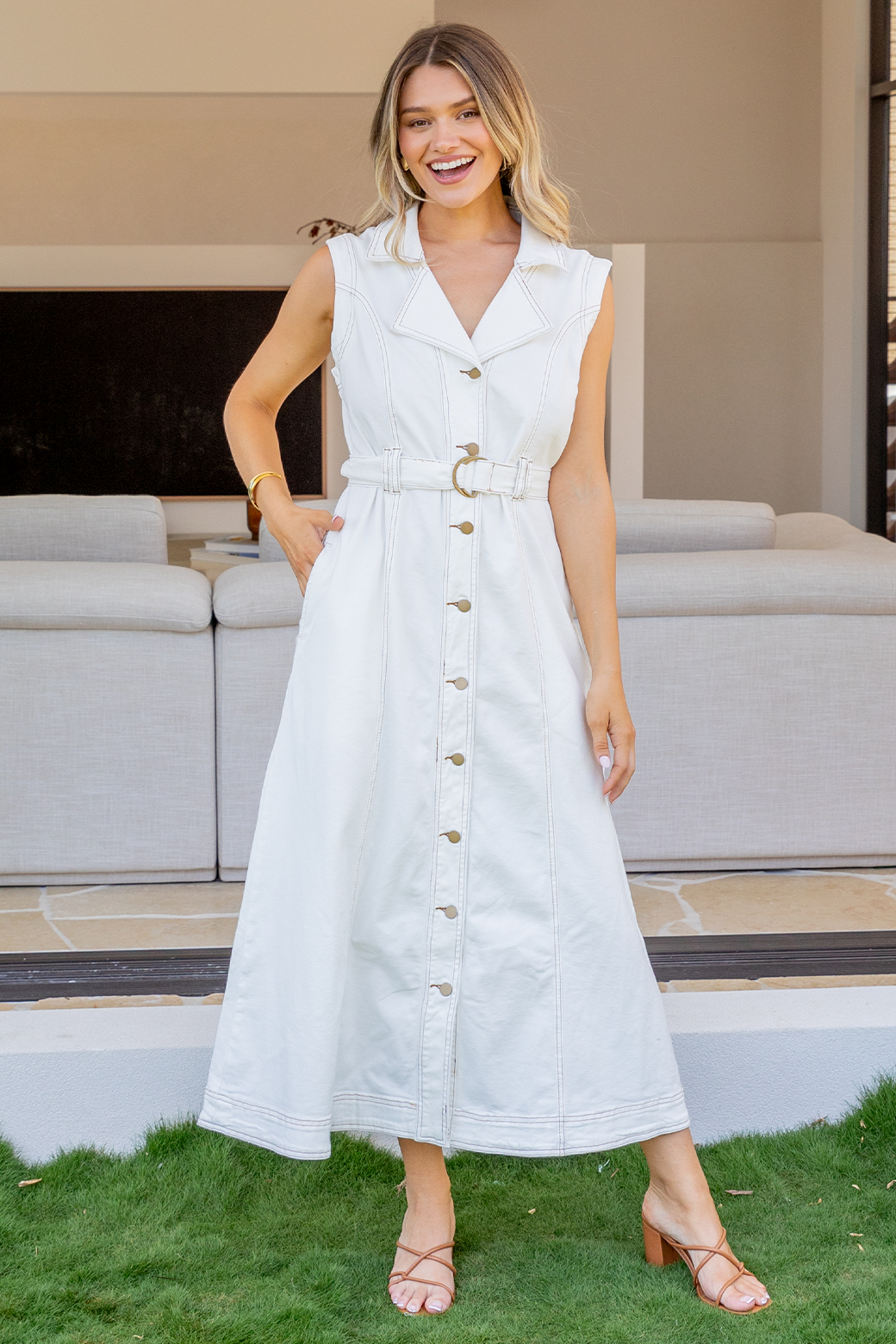 Diane Denim Midi Dress White | Orange Sherbet | Sizes 6-24 Orange Sherbet Boutique Diane Denim Midi Dress White | Orange Sherbet | Sizes 6-24 Orange Sherbet Boutique