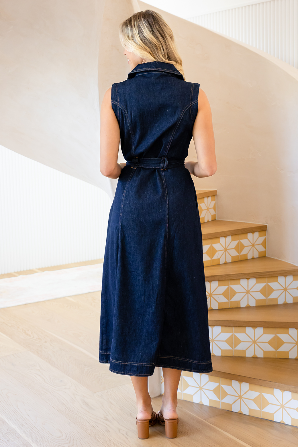 Jessica Denim Midi Dress Dark Indigo