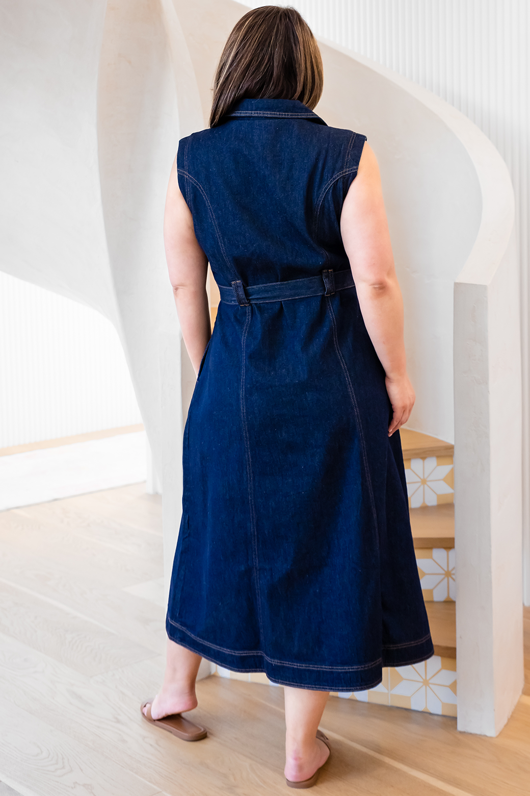Jessica Denim Midi Dress Dark Indigo