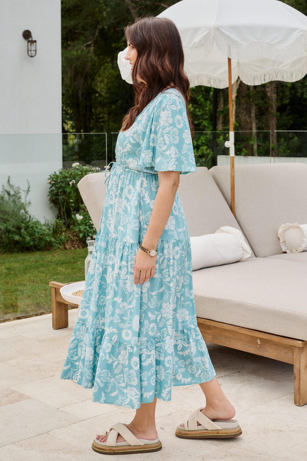 Jodie Midi Dress Josephine Print Turquoise