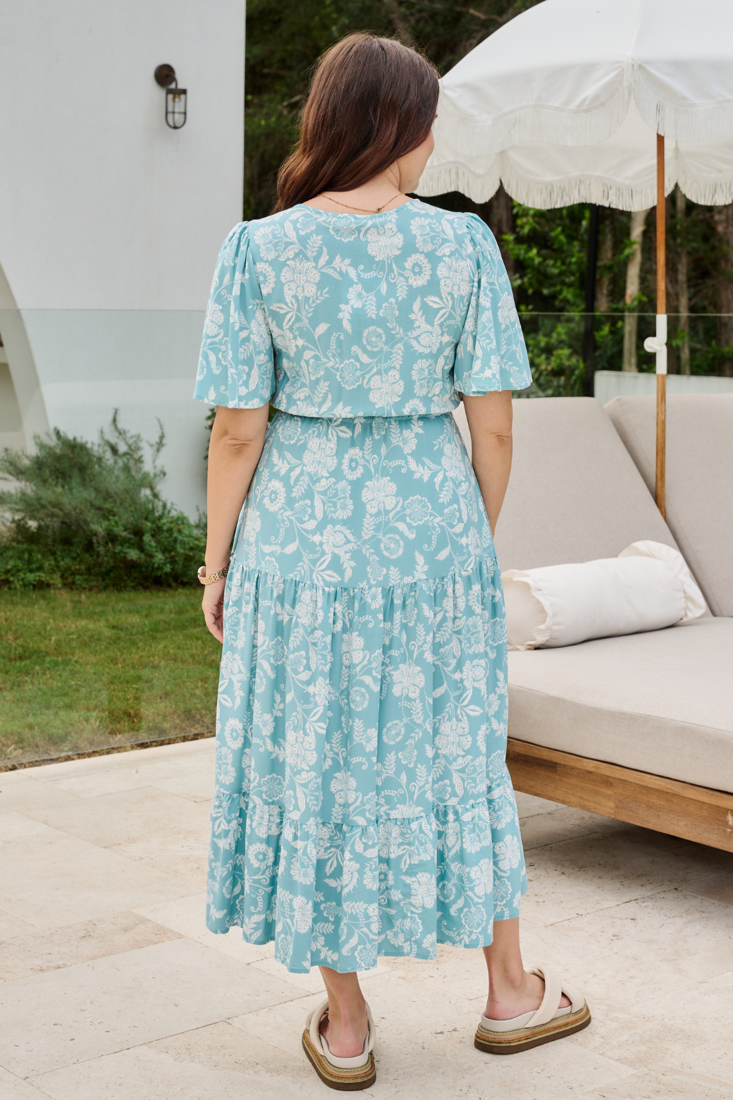 Jodie Midi Dress Josephine Print Turquoise