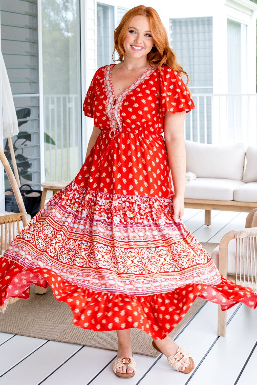 Joelle Maxi Dress Wildflower Print Red