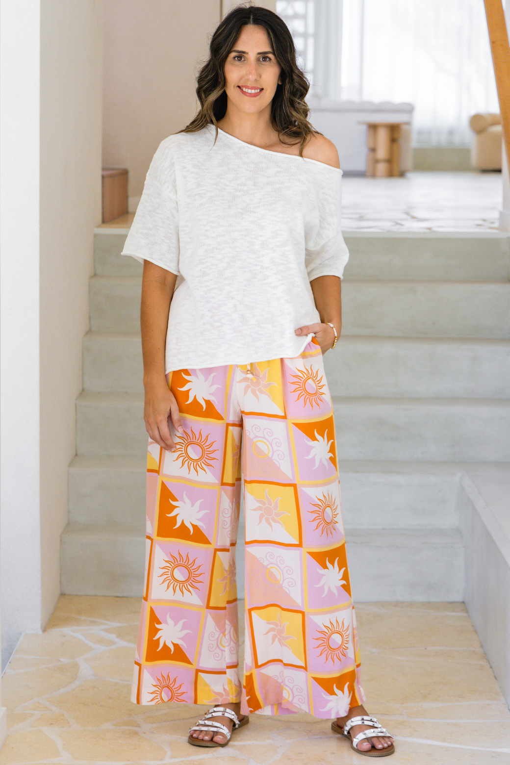 Julia Off Shoulder Knit Top  White