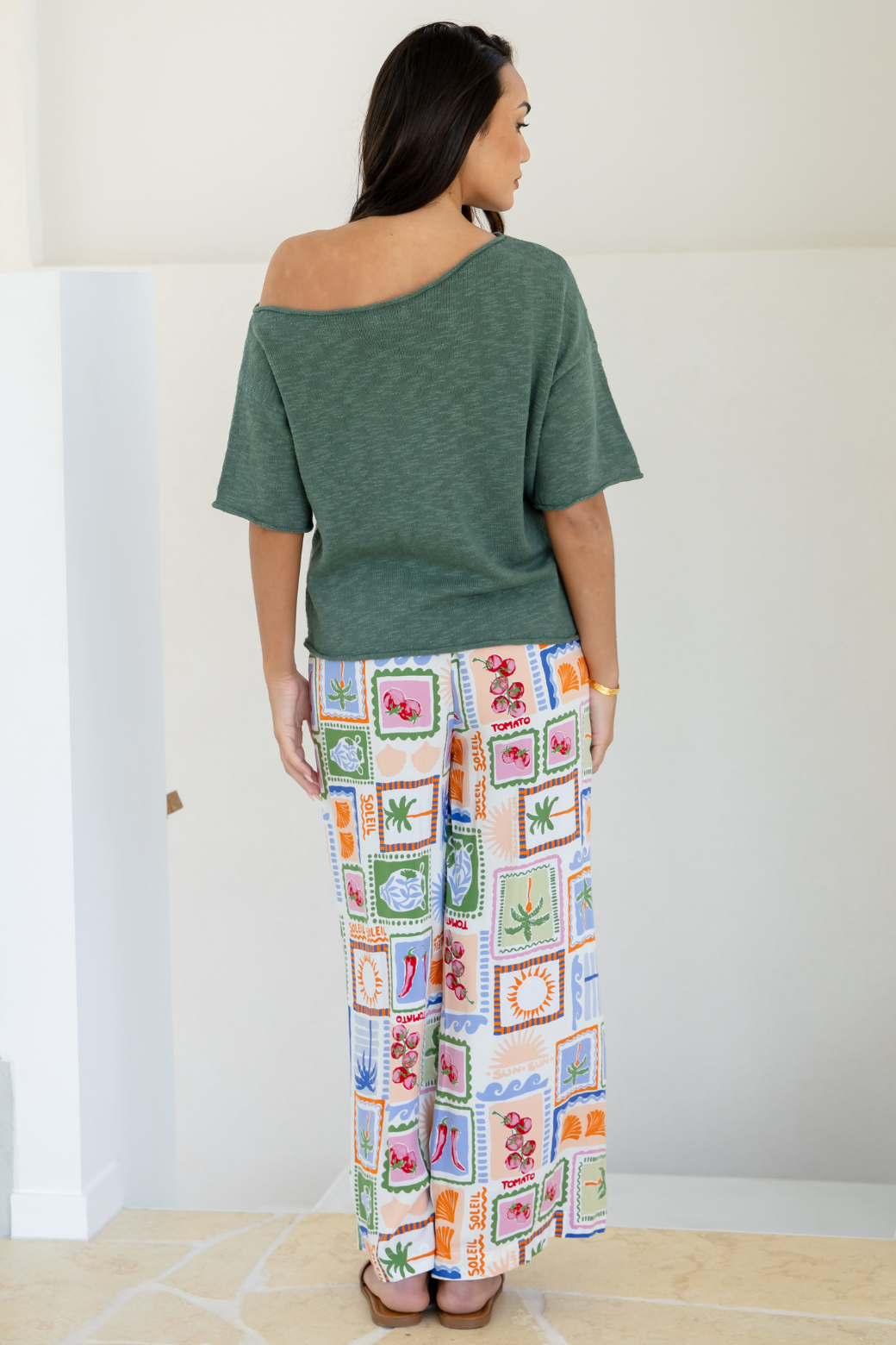 Julia Off Shoulder Knit Top  Sage