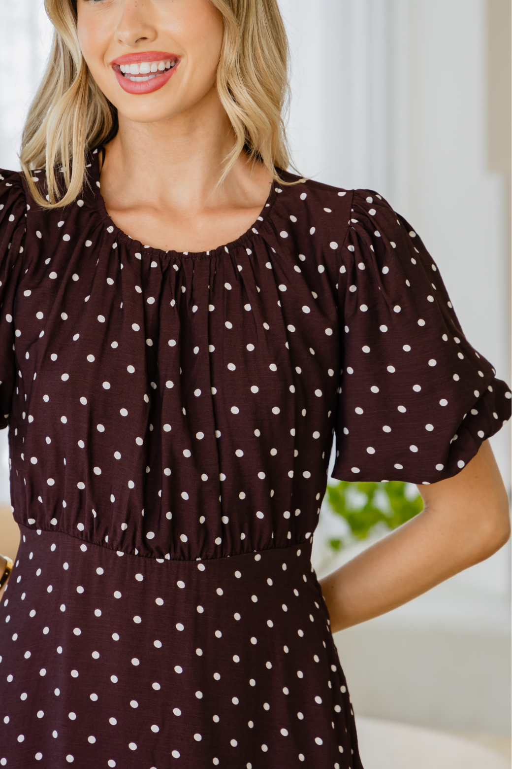 Katrina Midi Dress Bitter Choc Mini Spot