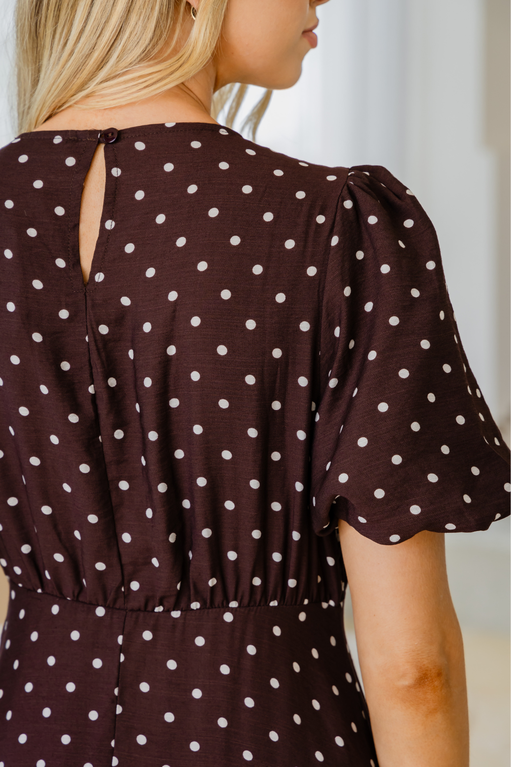 Katrina Midi Dress Bitter Choc Mini Spot
