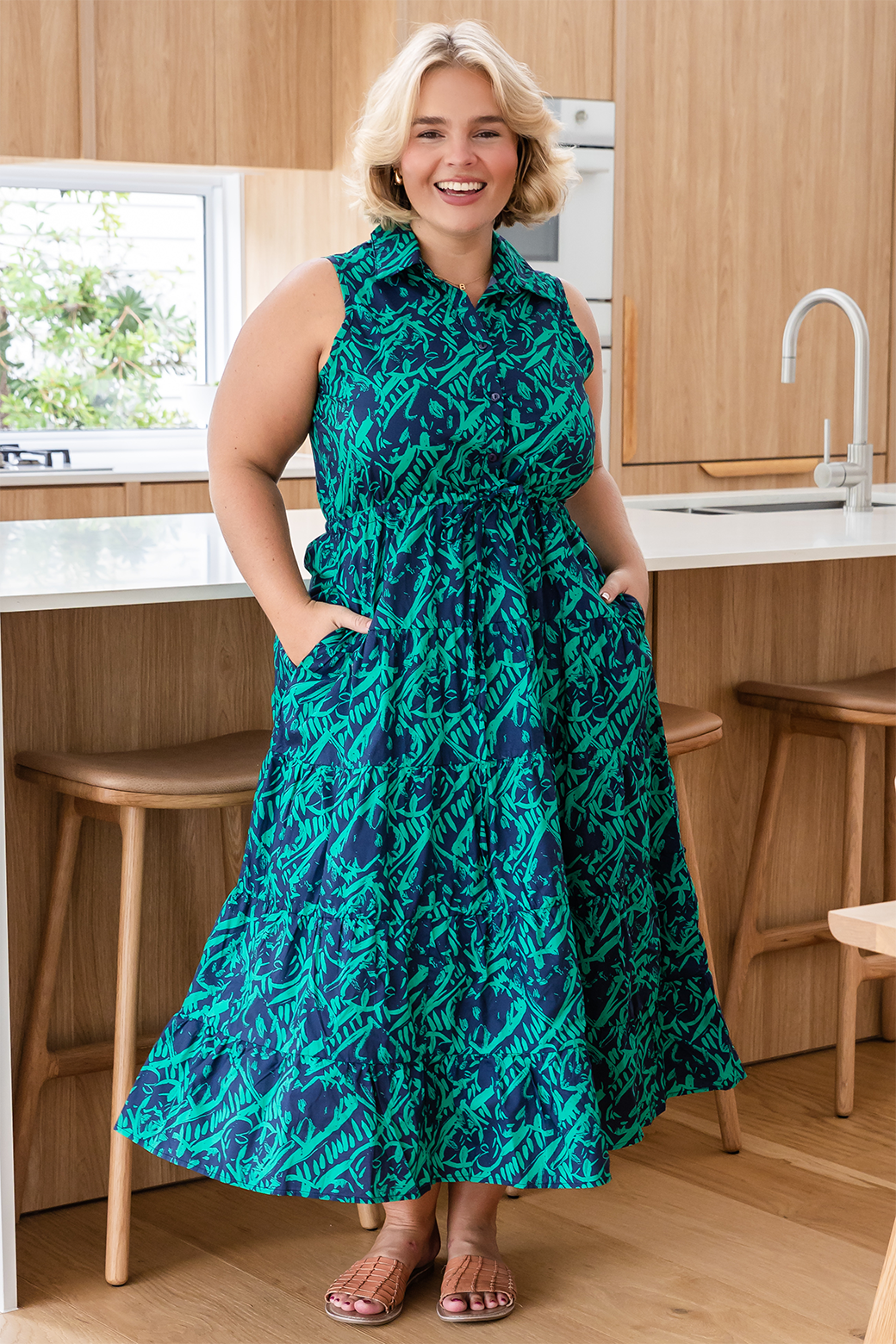 Kathy Midi Dress Amity Print Green