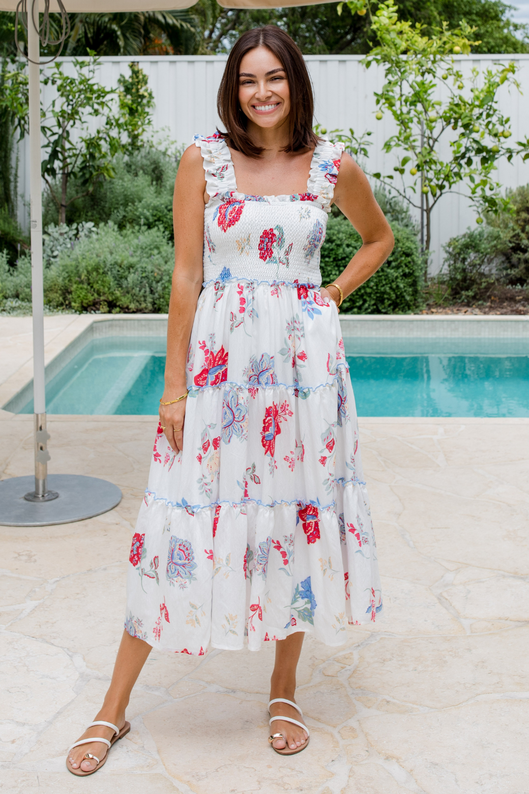 Keeley Midi Dress Moroccan Sun Print White
