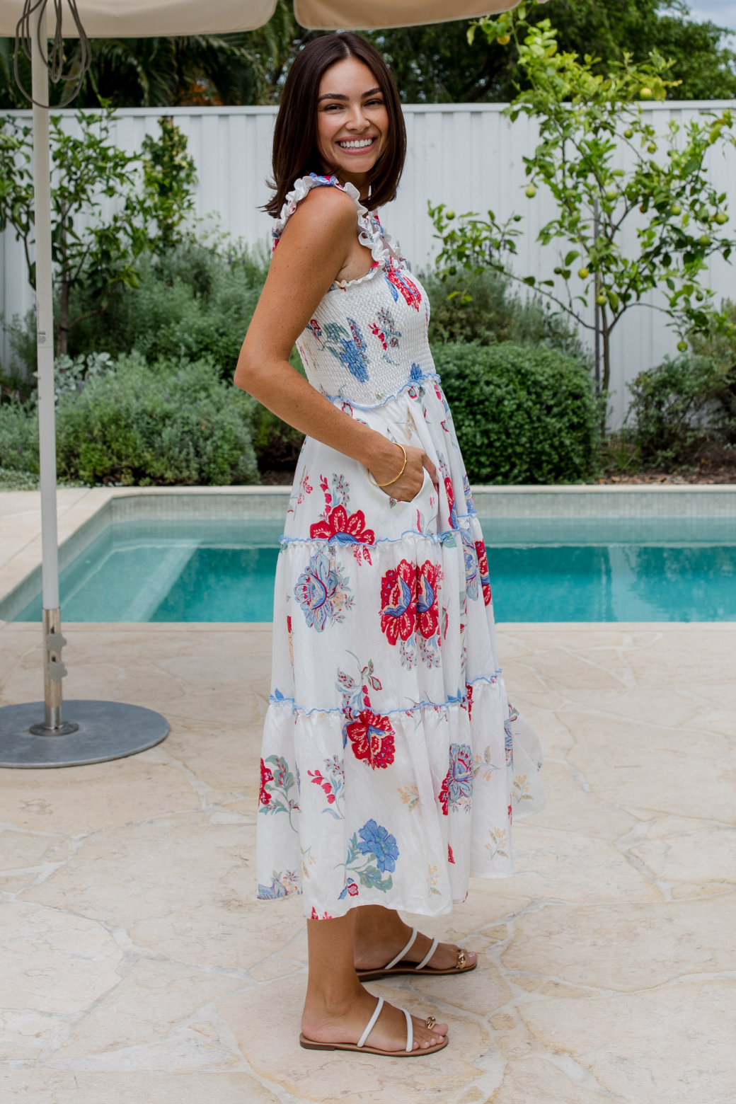 Keeley Midi Dress Moroccan Sun Print White