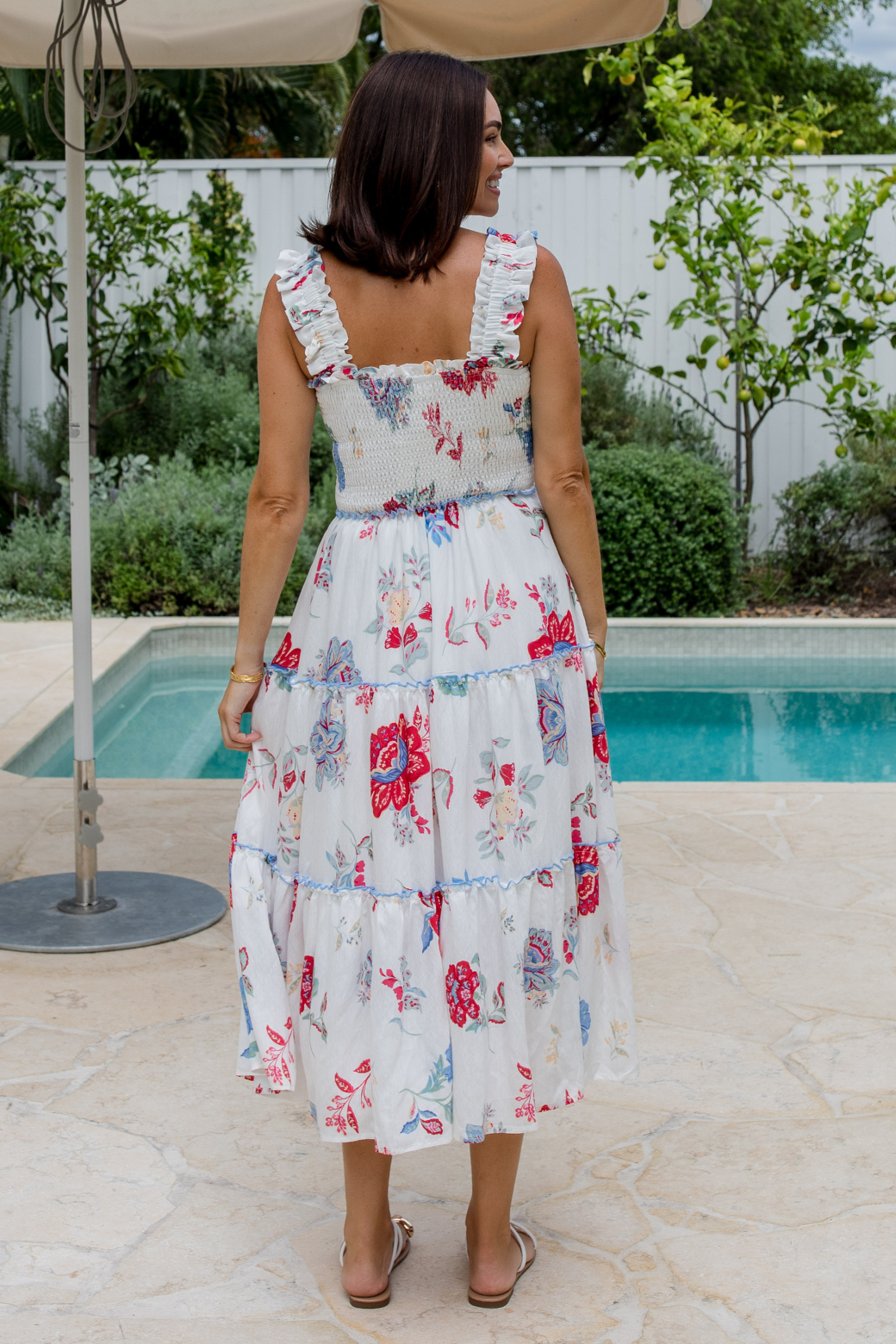Keeley Midi Dress Moroccan Sun Print White