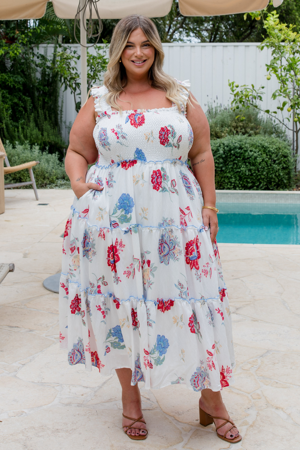 Keeley Midi Dress Moroccan Sun Print White